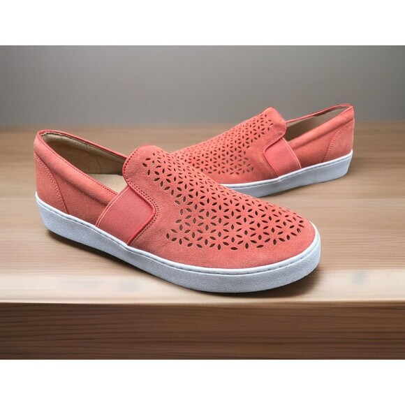 Vionic Kani Women's 9 Slip On Suede Loafers Cut Out - Coral - Picture 1 of 13